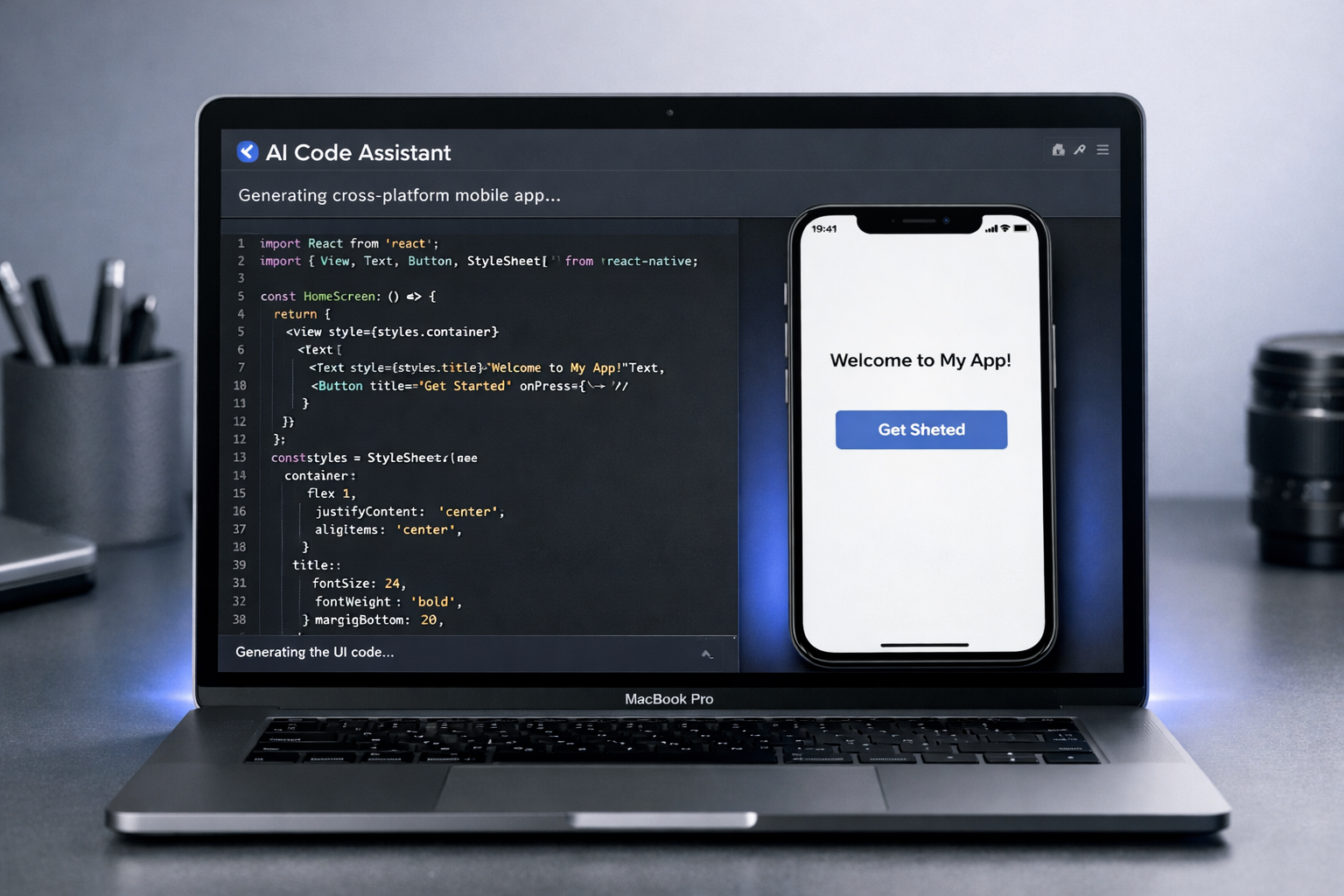 AI code assistant building a mobile app